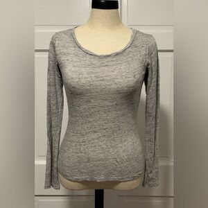 Ralph Lauren Gray Linen Crewneck Long Sleeve Top Size M